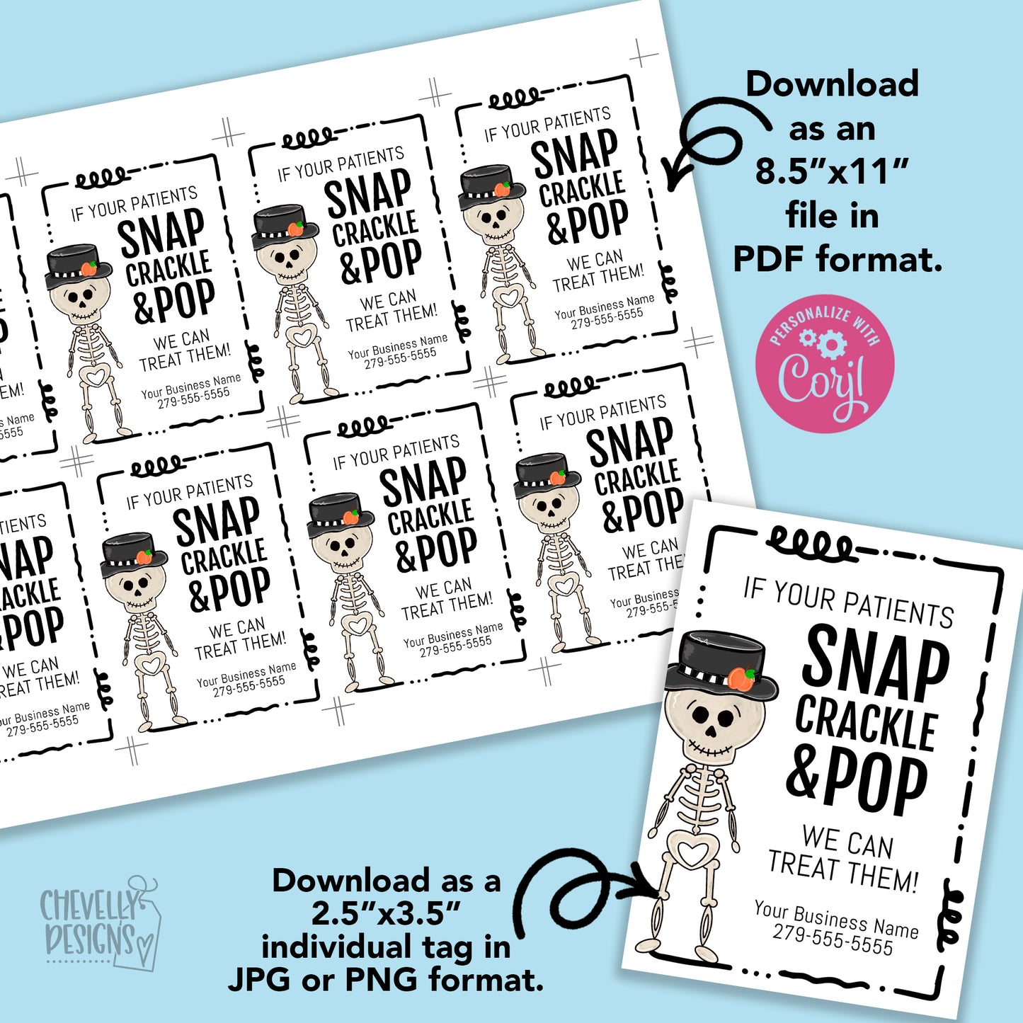 Editable - If Your Patients Snap Crackle and Pop - Business Referral Gift Tags - Printable Digital File
