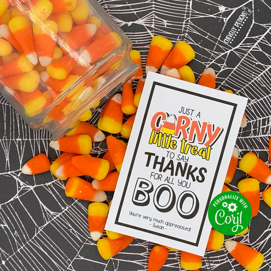 EDITABLE - Thanks For All You Do - Boo Candy Corn Gift Tags - Printable Digital File