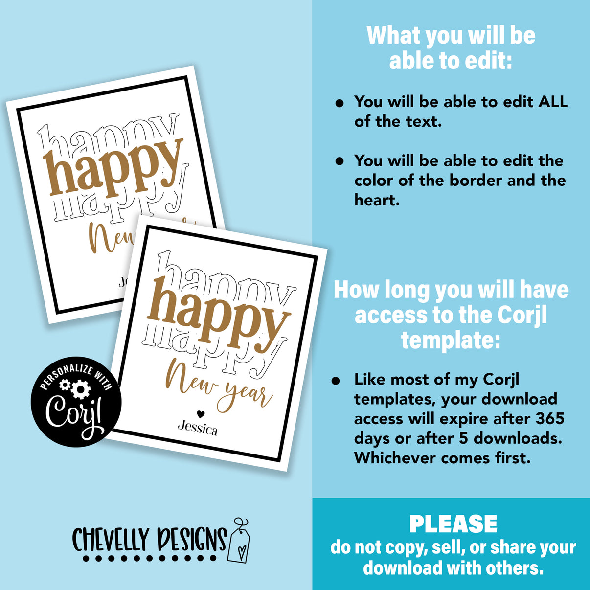 EDITABLE - Happy Happy Happy New Year Gift Tags - Printable Digital Fi ...
