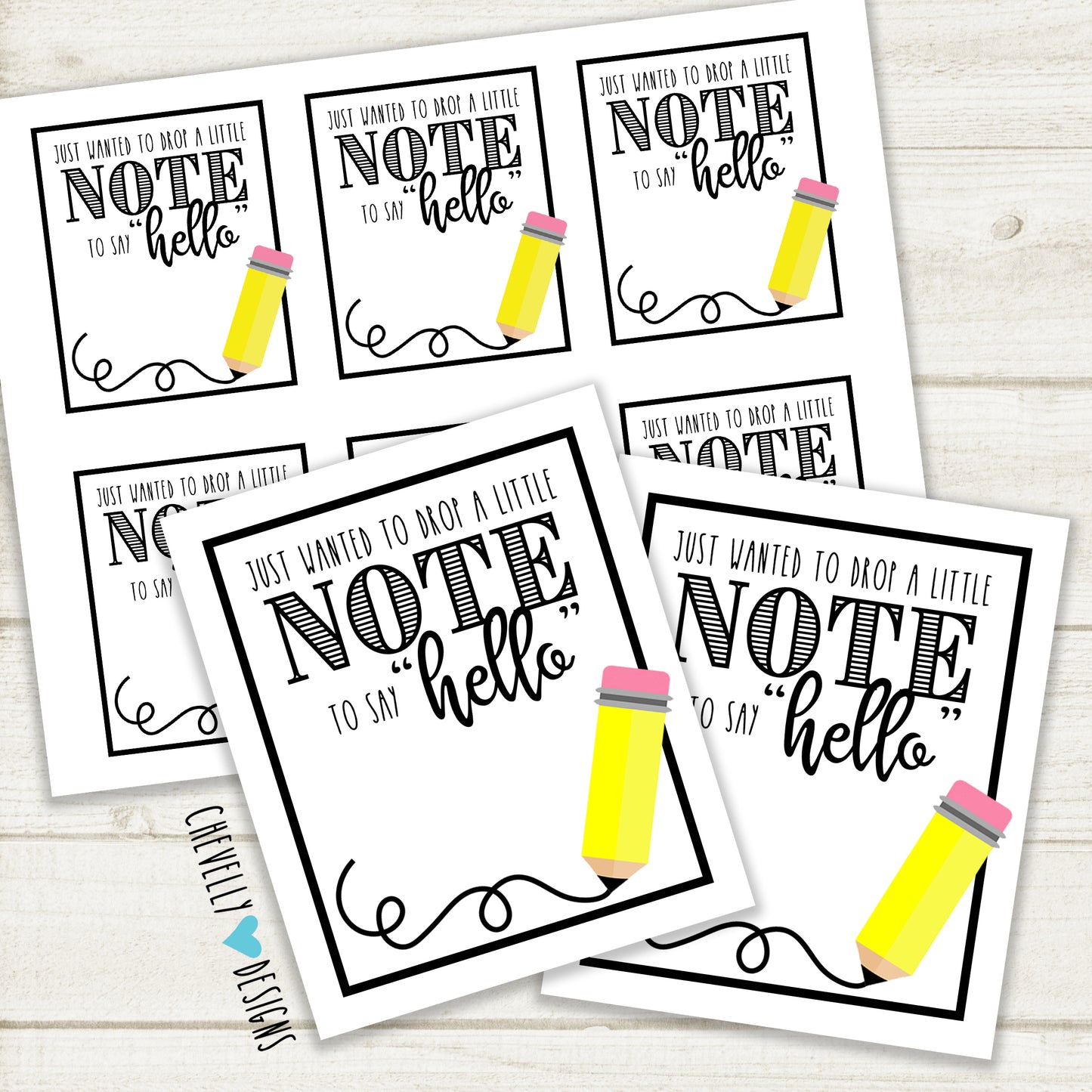 Drop a NOTE to say Hello - Gift Tags | Printable - Instant Digital File