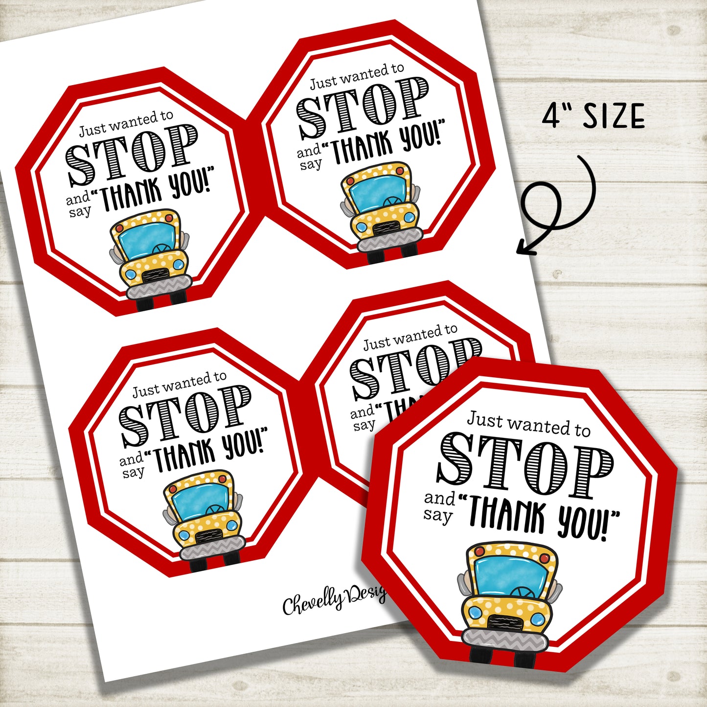 Printable Bus Driver Thank You Gift Tags | Instant Digital Download