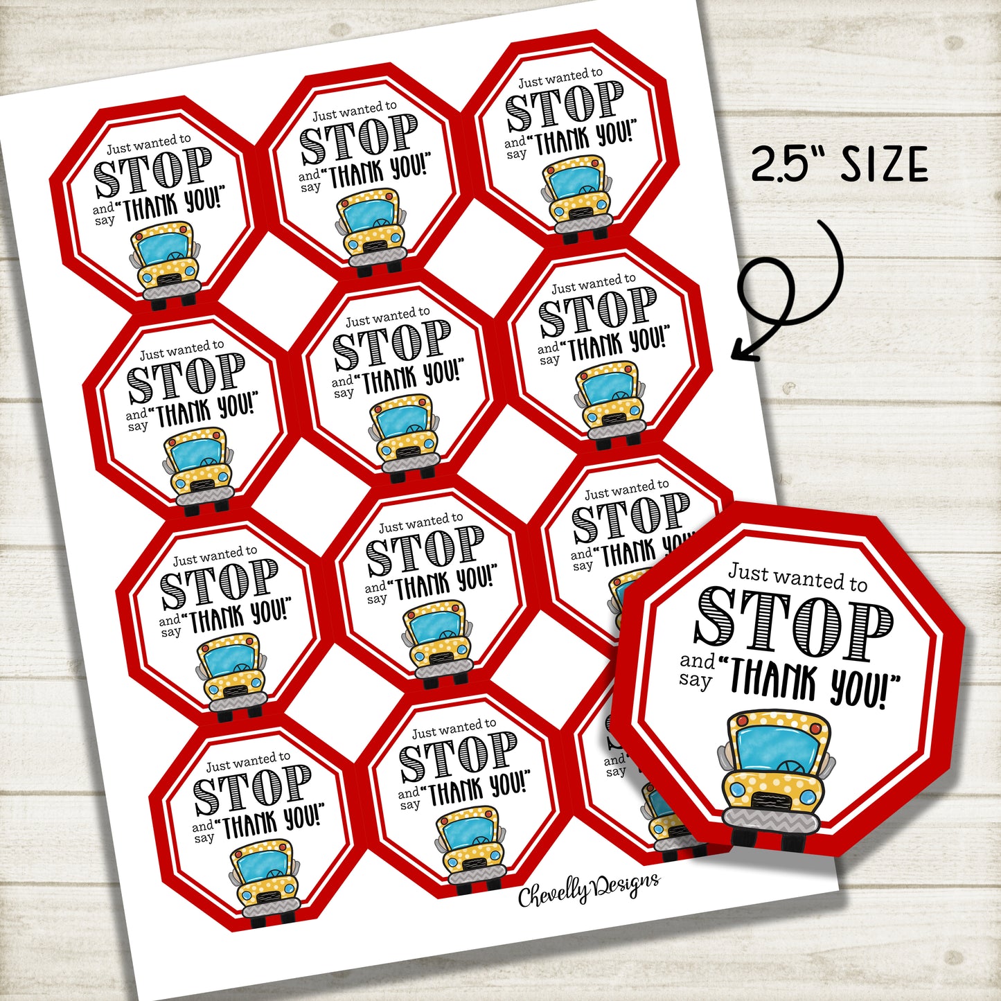 Printable Bus Driver Thank You Gift Tags | Instant Digital Download
