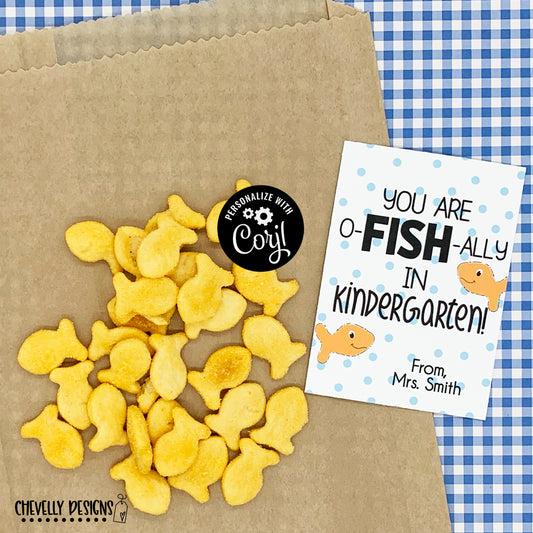 Editable - You Are o-FISH-ally in Kindergarten - Printable - Digital File