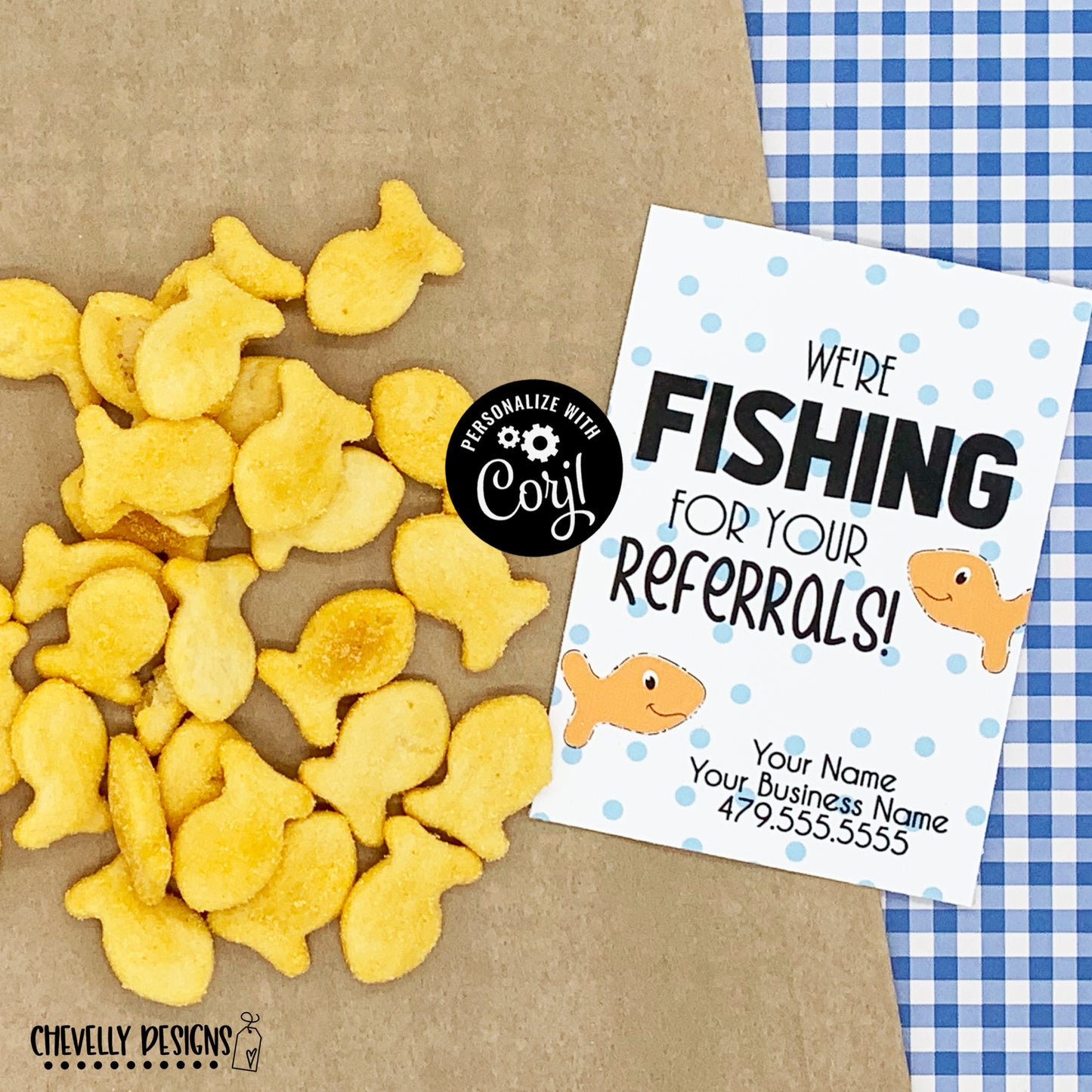Editable - Fishing for Referrals - Business Marketing Gift Tags - Printable - Digital File