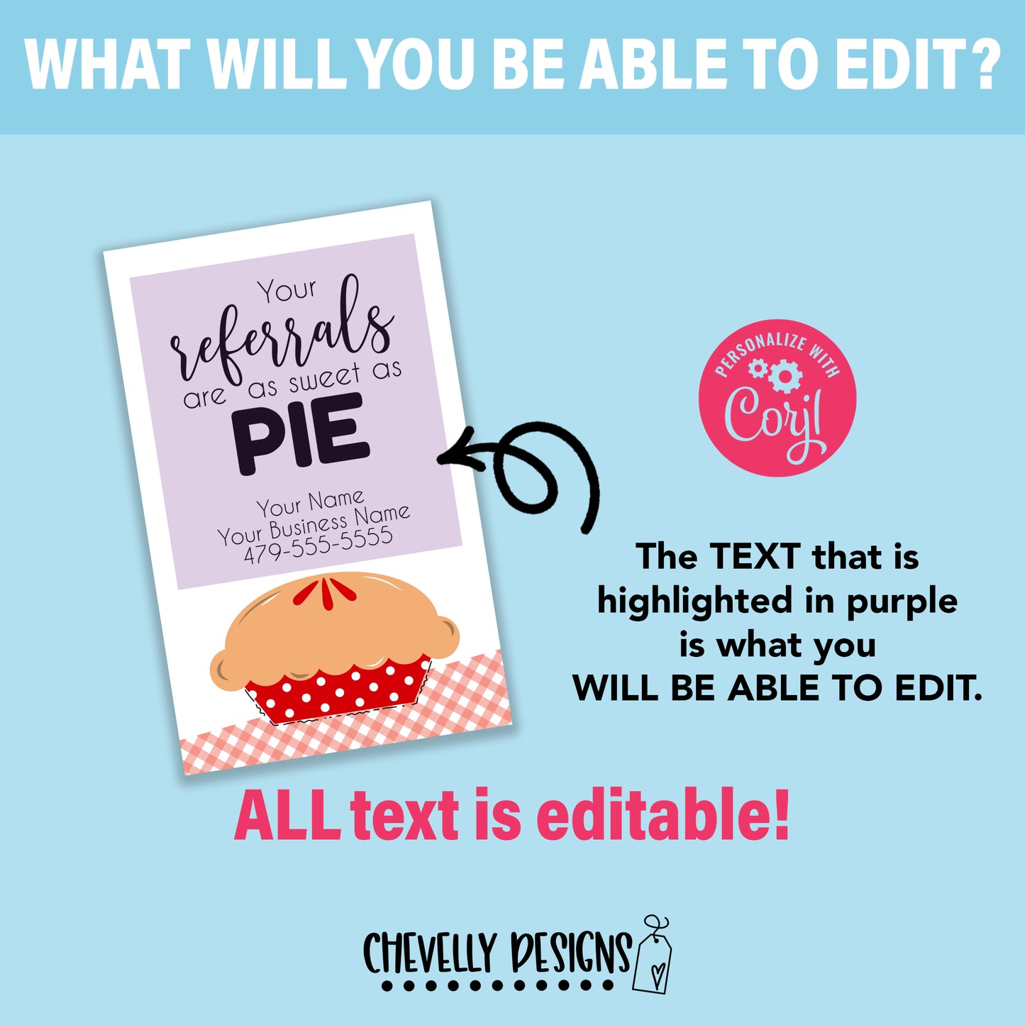 Editable - Your Referrals are as Sweet as Pie Gift Tags - Printable - Digital File