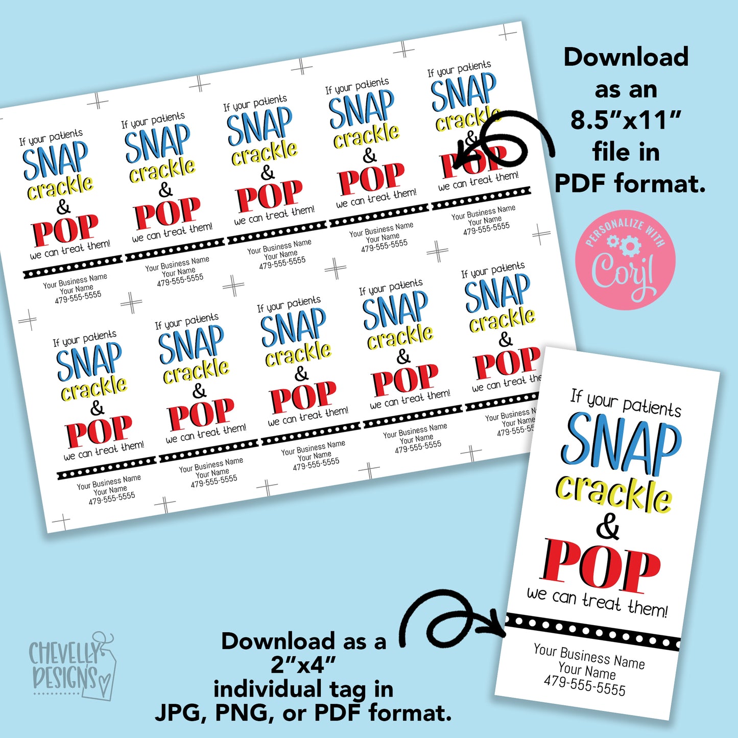 Editable - Patient Care Referral Gift Tags - Printable Digital File - Rice Krispie Tags