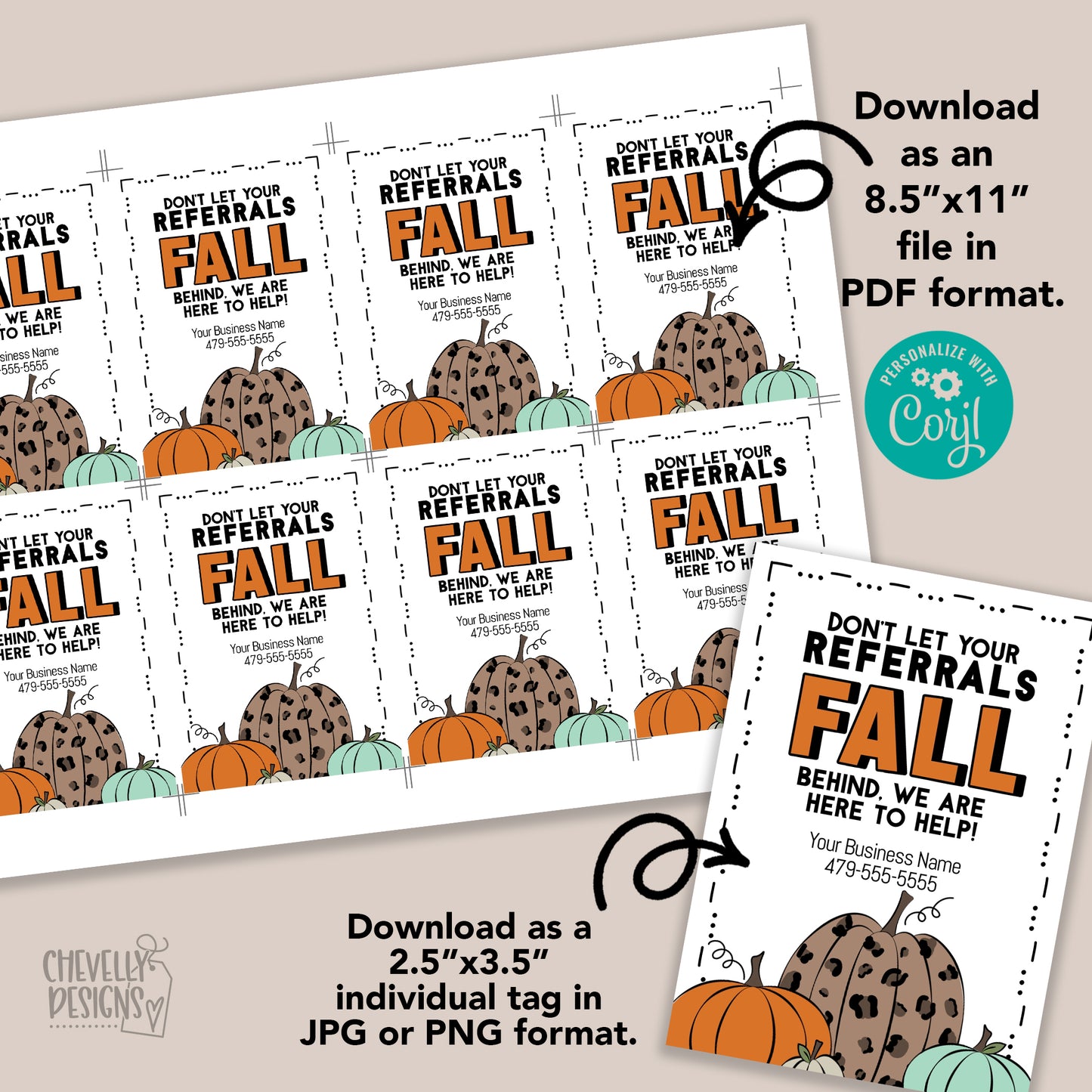 EDITABLE - Don't Let Your Referrals Fall Behind - Business Gift Tags - Printable Digital File