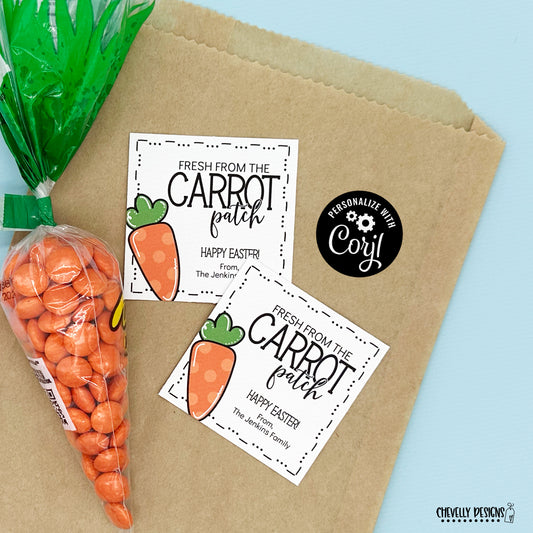 Editable - Fresh From the Carrot Patch - Easter Gift Tags - Printable Digital File