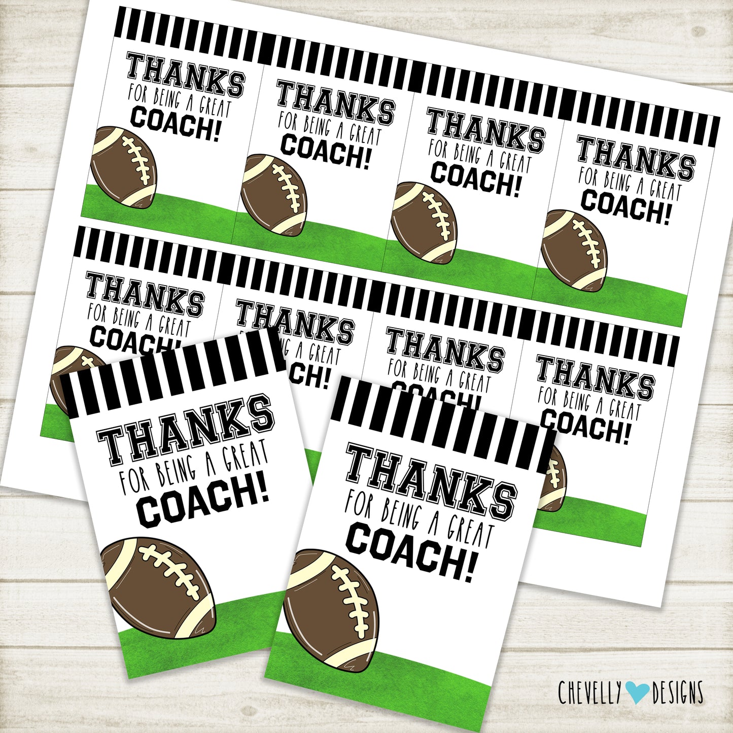 Football Coach Thank You Gift Tags >>>Instant Digital Download<<<