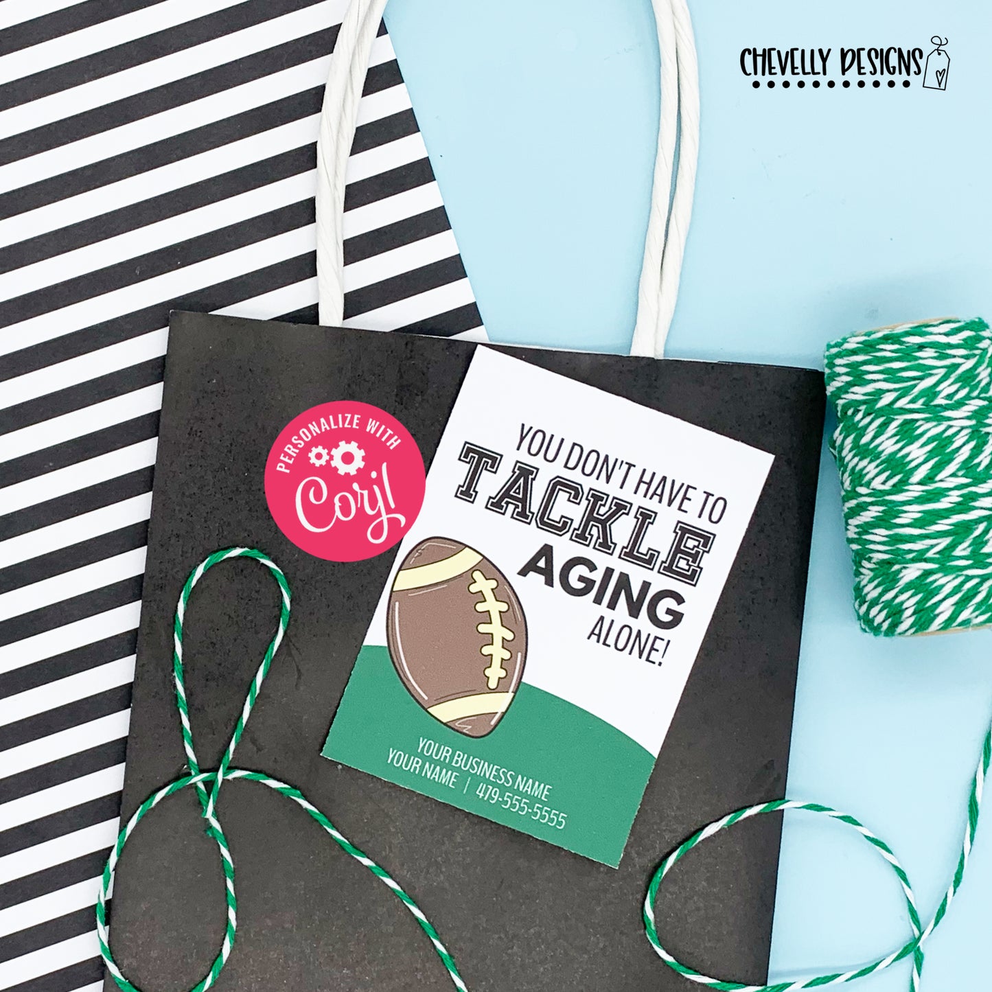 EDITABLE - You Don't Have To Tackle Aging Alone - Printable Football Referral Gift Tags - Digital File