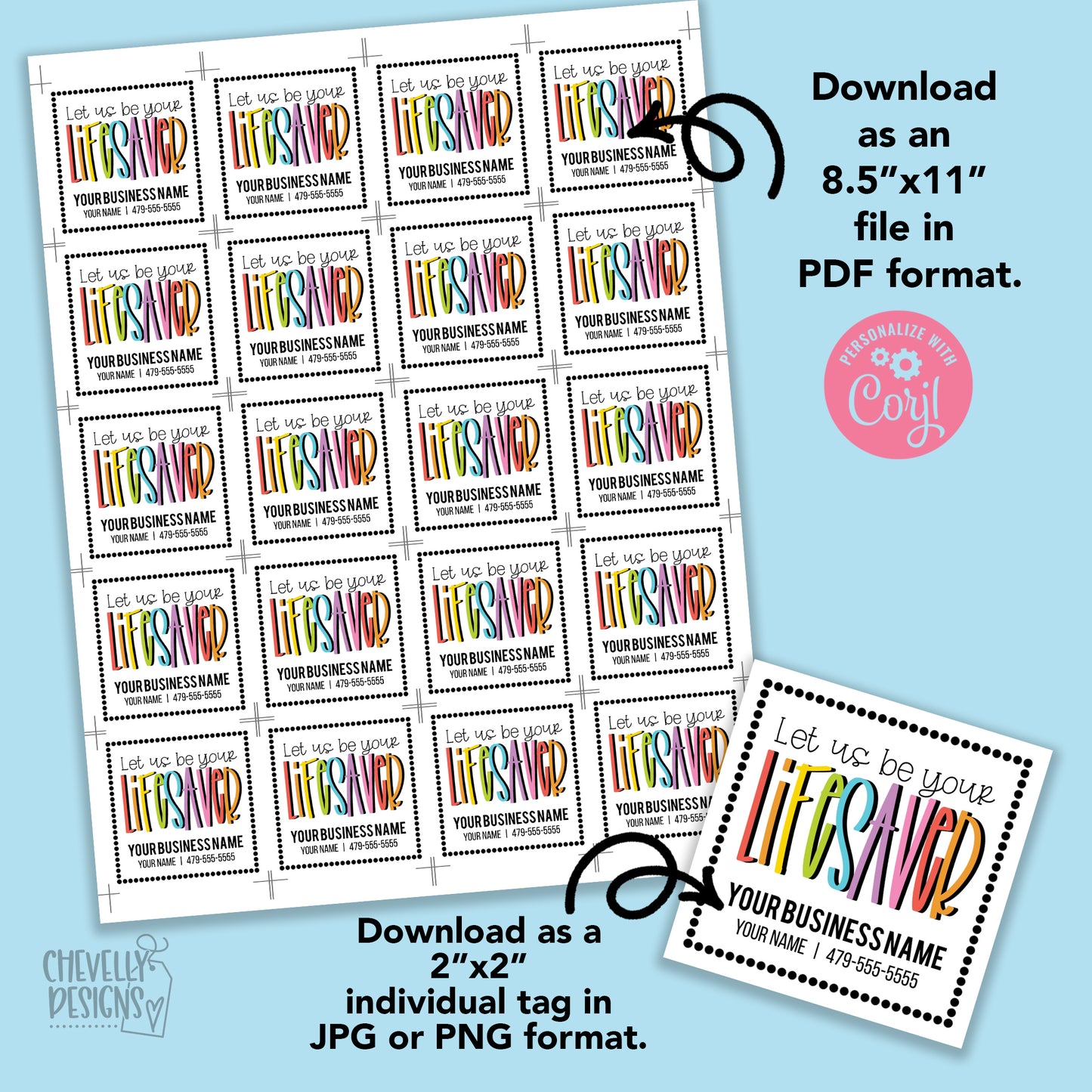 Editable - Let Us Be Your Lifesavers - Referral Gift Tags for Business Marketing - Printable - Digital File