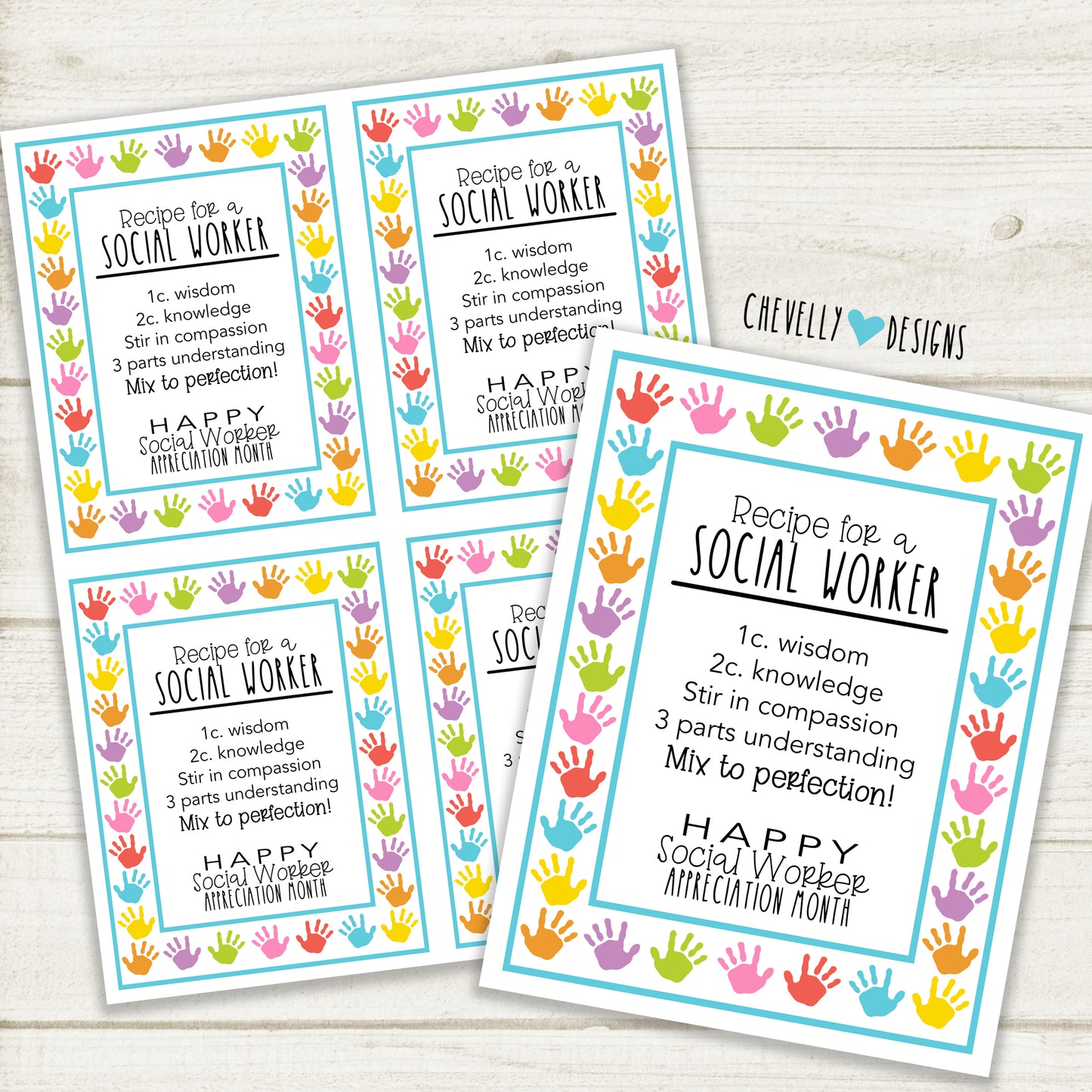 Recipe for a Social Worker Gift Tags - Social Worker Appreciation Month | Printable - Instant Digital File