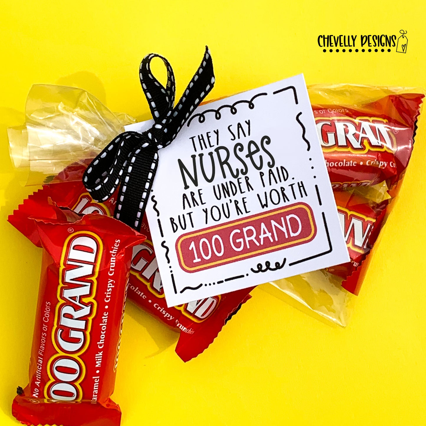 Nurse Appreciation Gift Tags for 100 Grand Candy Bars - Instant Digital Download