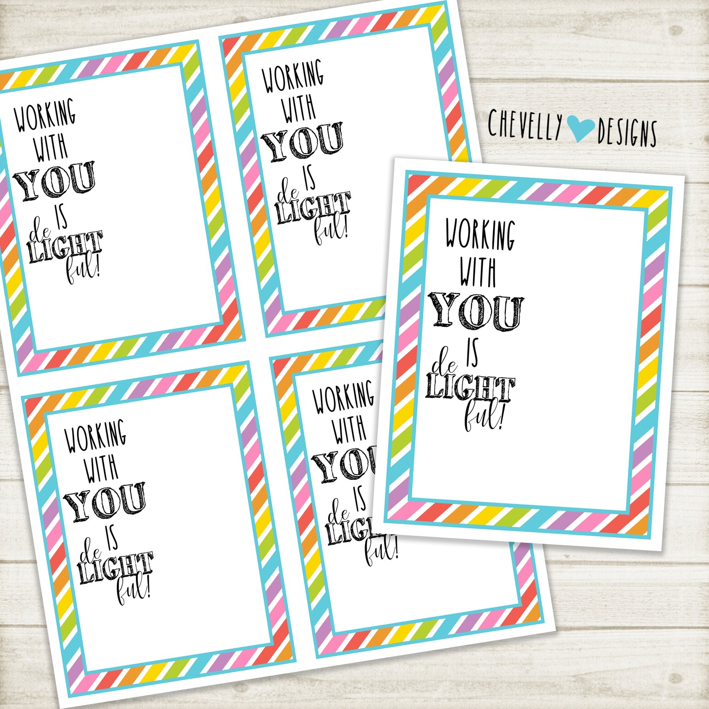 Printable "Working with you is de-LIGHT-ful" Gift Tags - Instant Digital Download