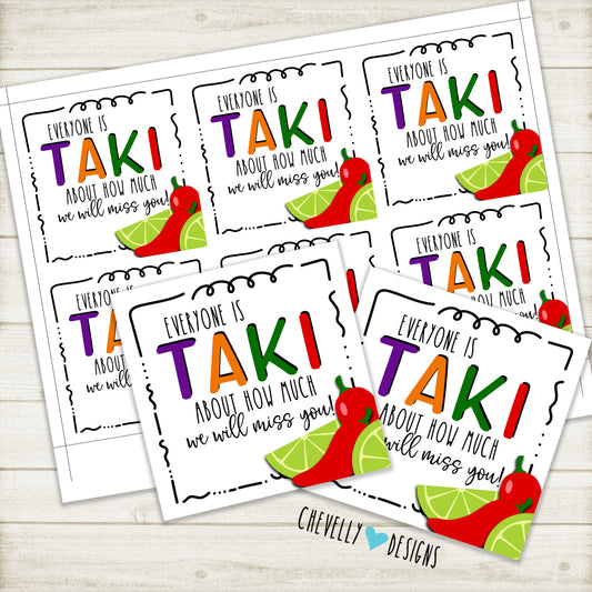 Printable "We will miss you" Takis Gift Tags - Instant Digital Download
