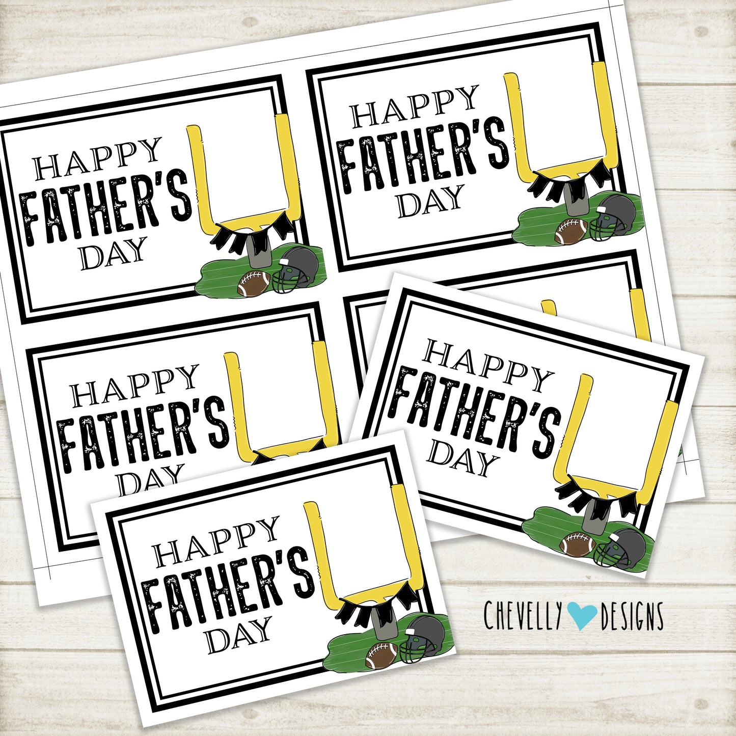 Printable Football Father's Day Gift Tags-Cards - Instant Digital Download