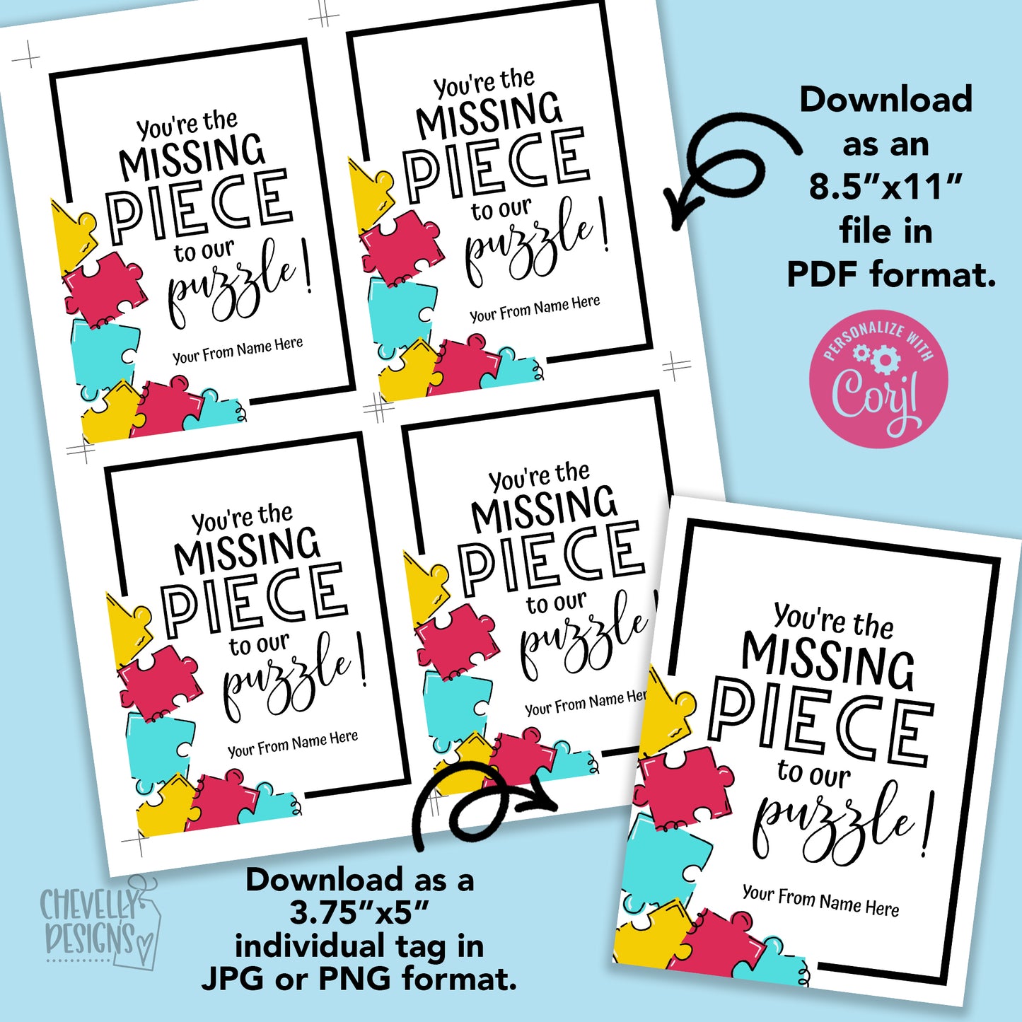 EDITABLE -  You're the Missing Piece to Our Puzzle - Staff Appreciation Gift Tags - Digital File
