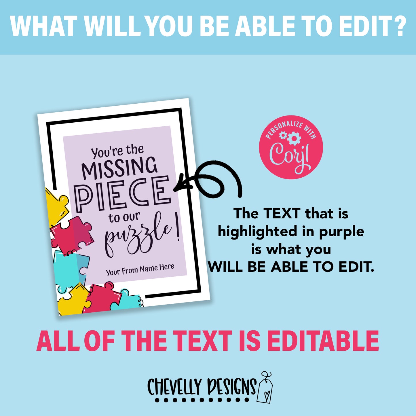 EDITABLE -  You're the Missing Piece to Our Puzzle - Staff Appreciation Gift Tags - Digital File
