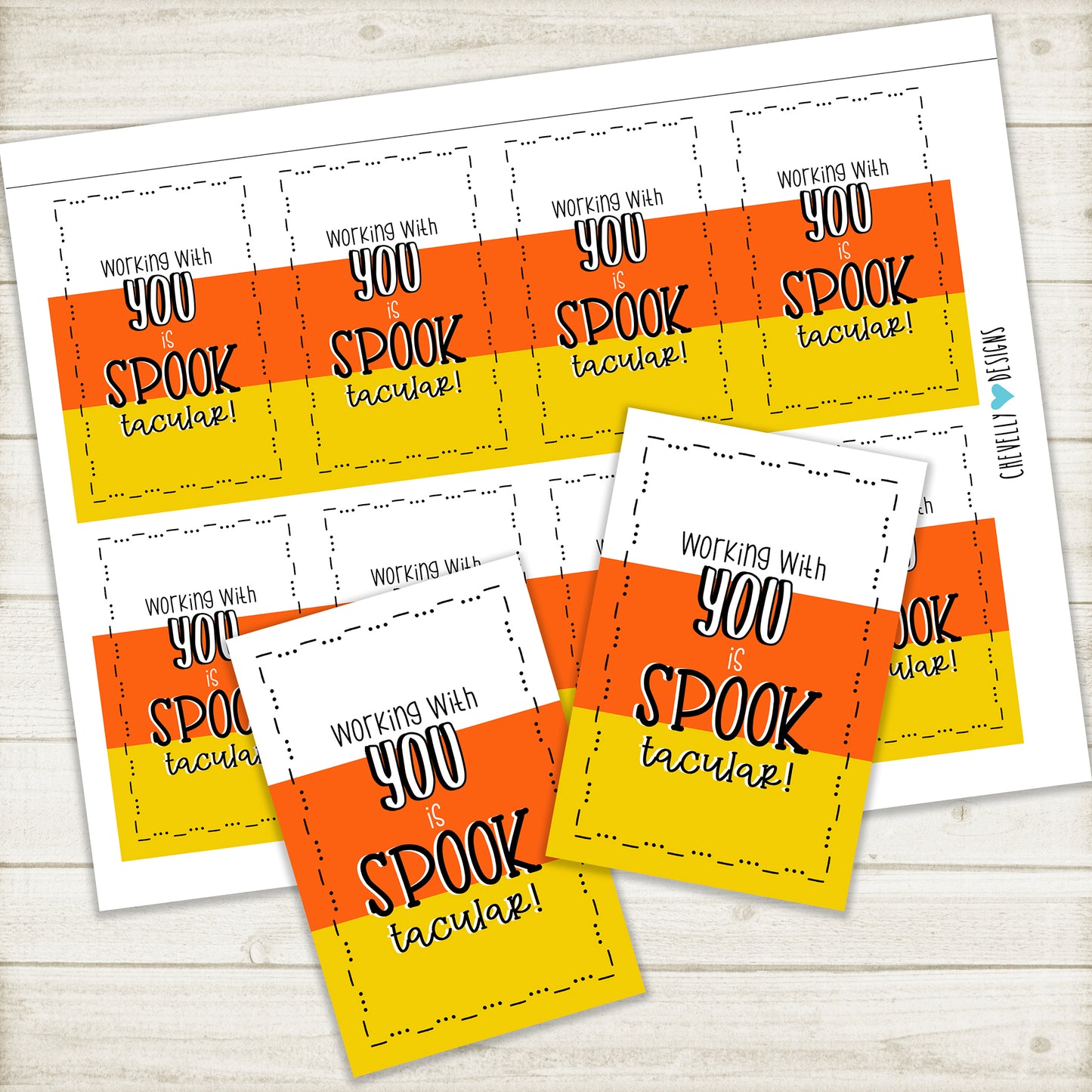 Instant Digital Download - Printable Candy Corn Gift Tags for Halloween - Working with you is SPOOK-tacular