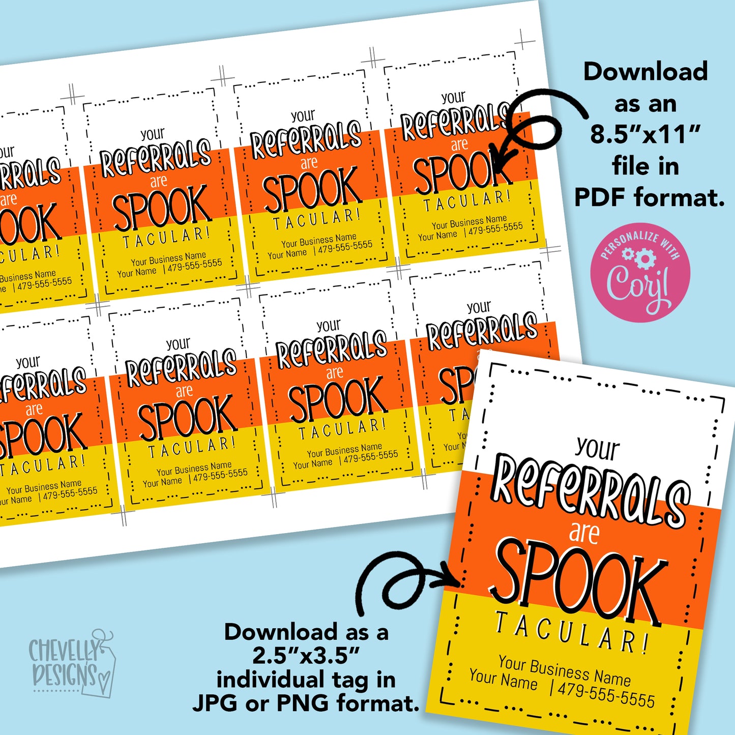 EDITABLE - Your Referrals are Spook-tacular - Candy Corn Gift Tags - Printable Digital File