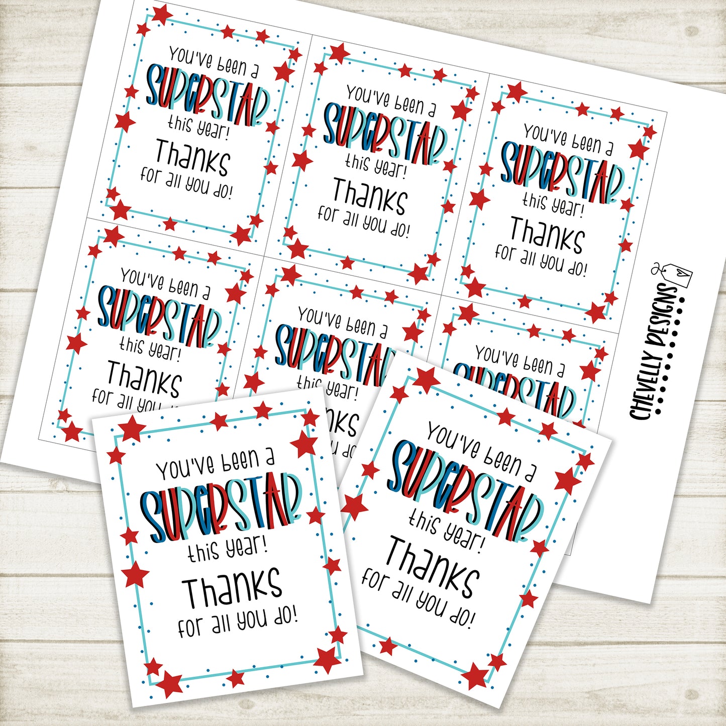 You've been a Superstar this Year - Appreciation Gift Tags >>>Instant Digital Download<<<