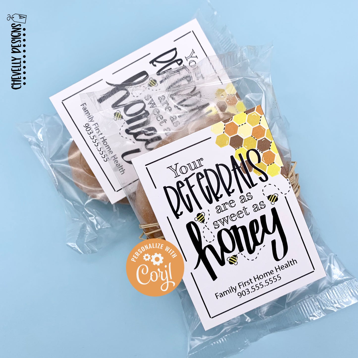 Editable - Your Referrals are as Sweet as Honey - Gift Tags for Business Marketing - Printable Digital File