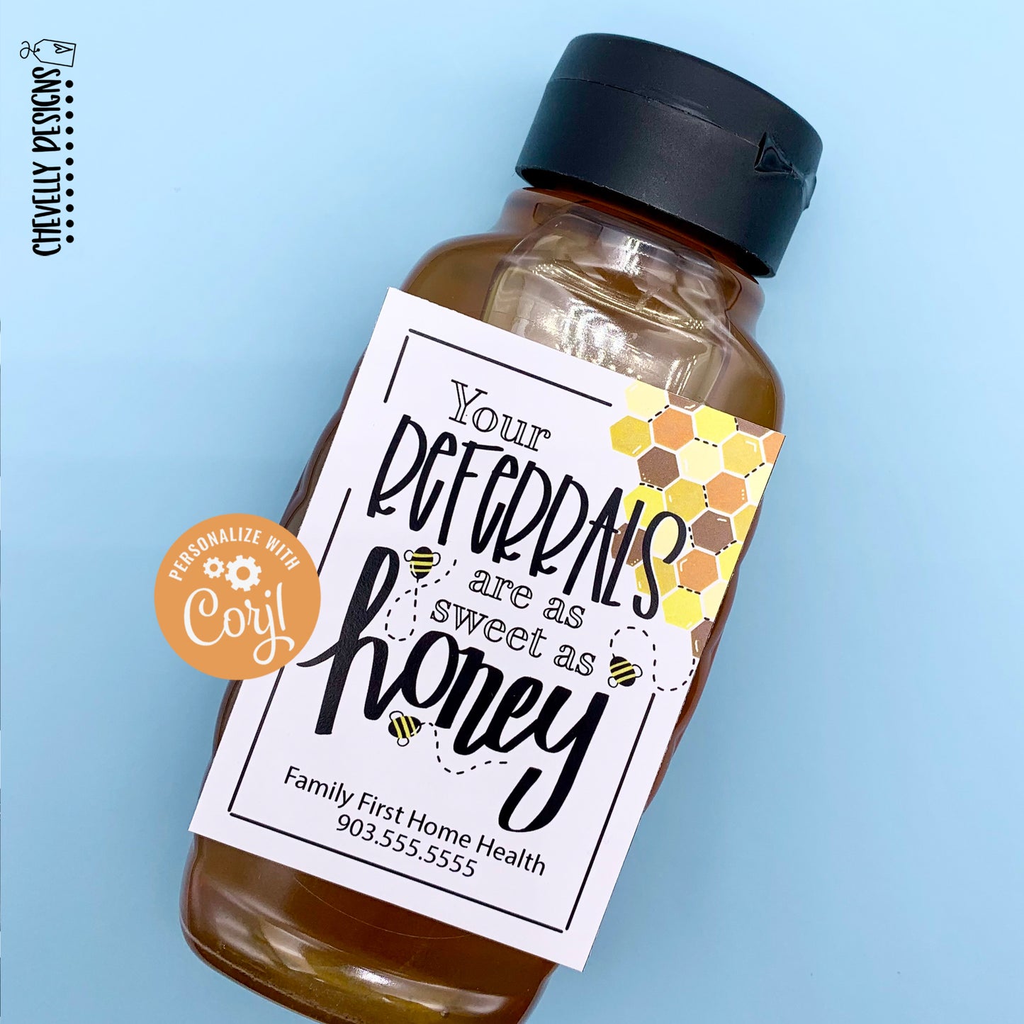 Editable - Your Referrals are as Sweet as Honey - Gift Tags for Business Marketing - Printable Digital File