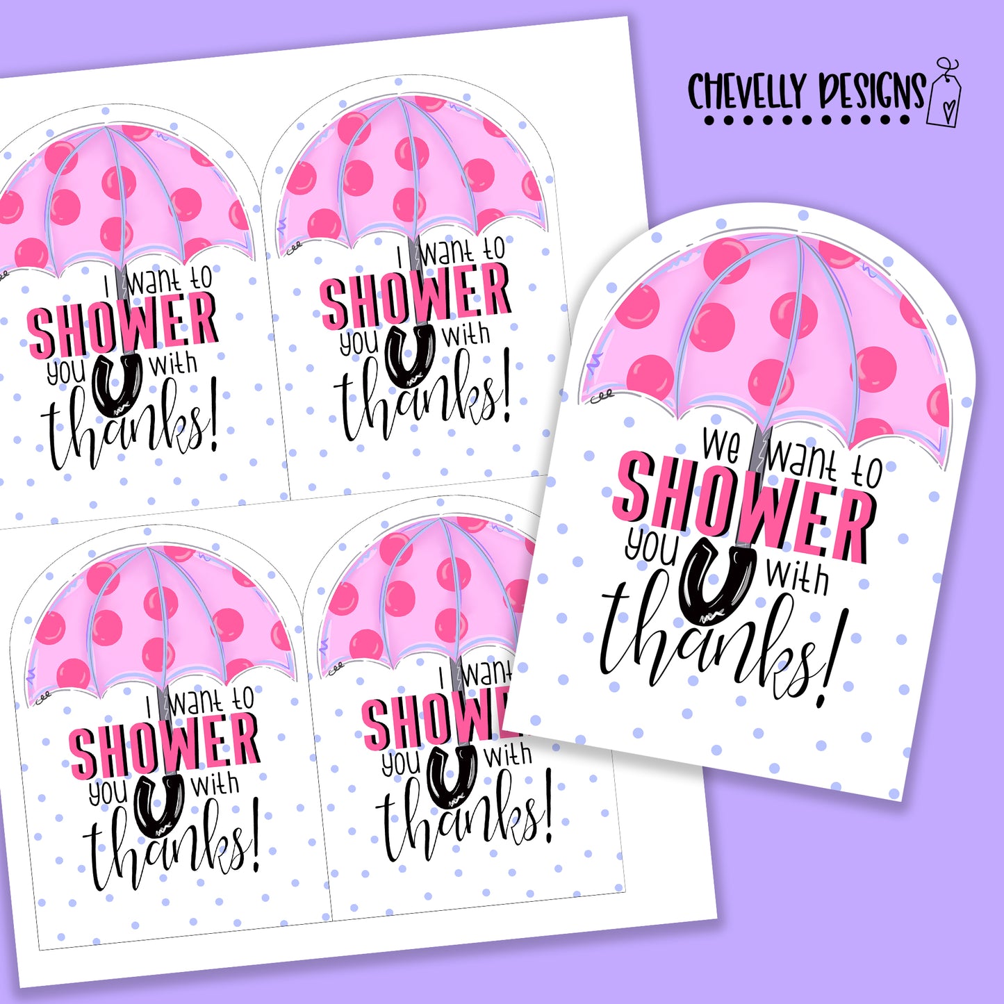 Printable Shower You With Thanks - Gift Tags >>>Instant Digital Download<<<
