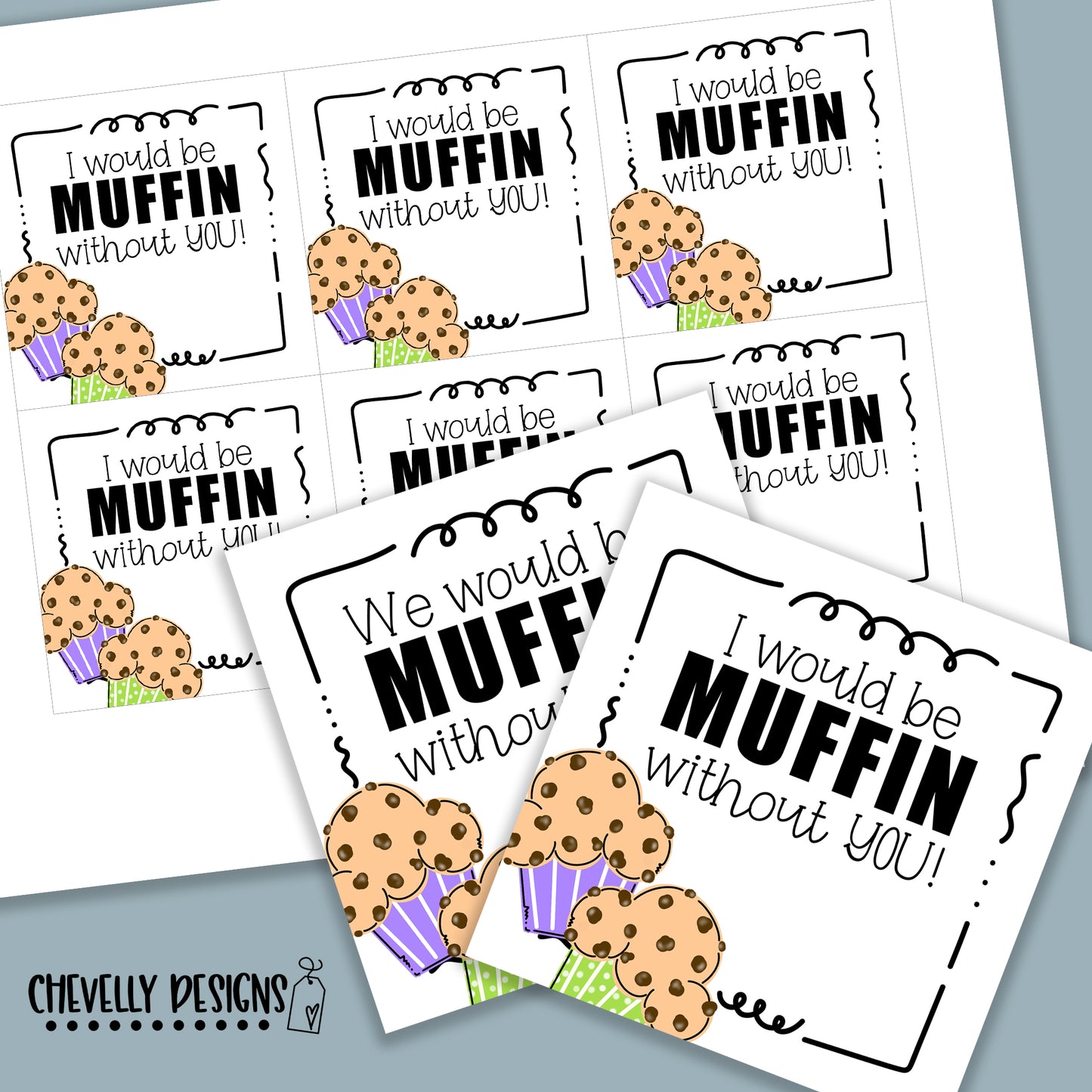 Printable Muffin without You Gift Tags - Instant Digital Download