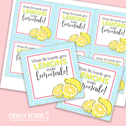 Printable Lemons make Lemonade Gift Tags >>>Instant Digital Download<<<