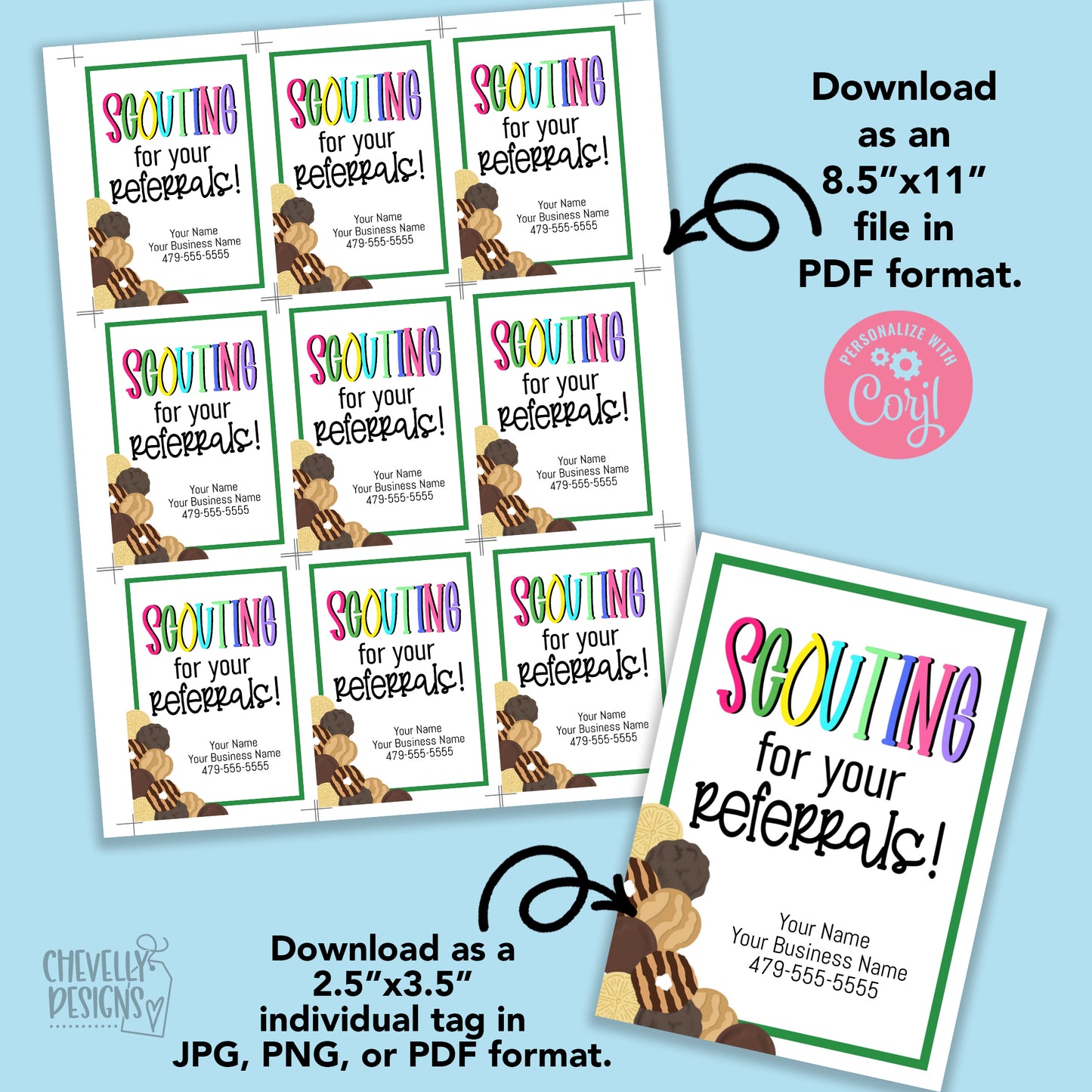 Editable - Scouting For Your Referrals - Cookie Gift Tags - Printable Digital File