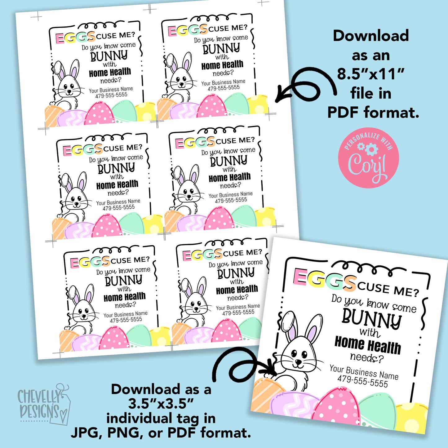Editable - Easter Bunny Eggs Referral Gift Tags - Printable Digital File