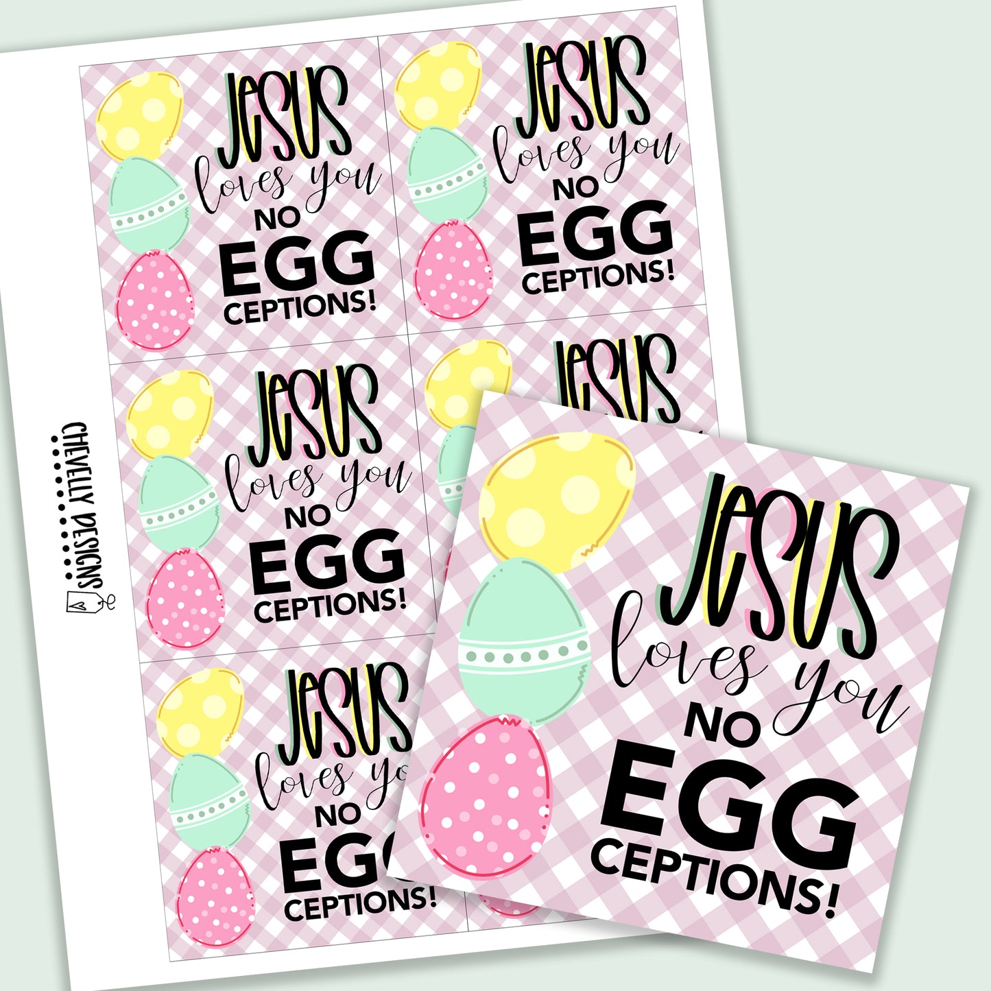 Printable Jesus Loves You Easter Egg Gift Tags >>>Instant Digital Download<<<