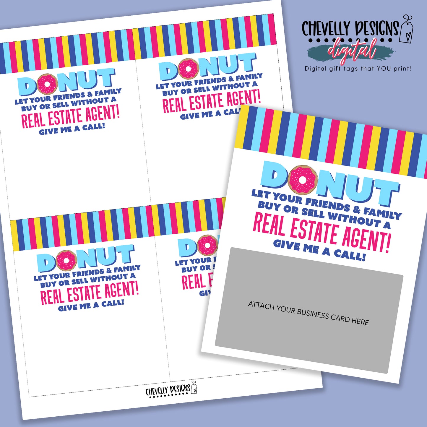 Printable Donut Real Estate Pop By Tags - INSTANT DOWNLOAD Digital Files