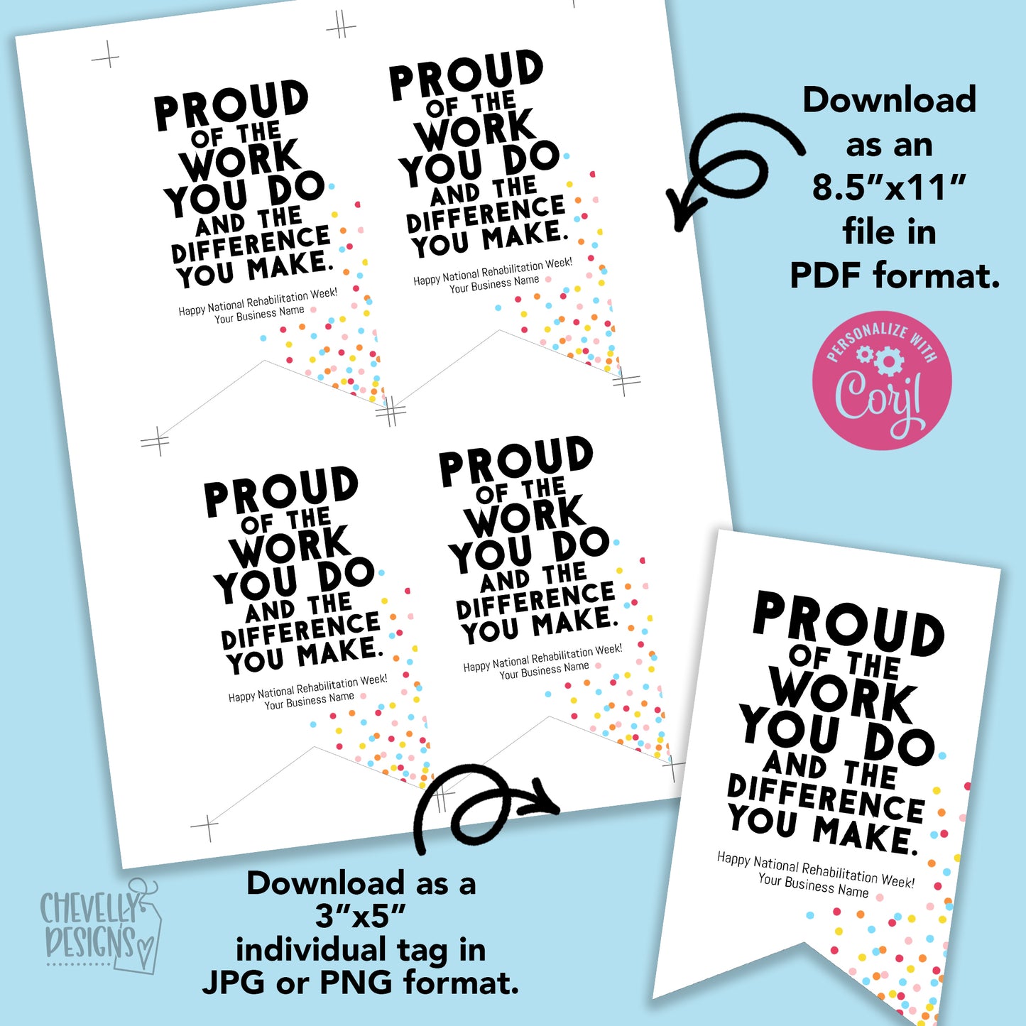 EDITABLE -  Proud of the Work You Do - Printable Staff Appreciation Gift Tags - Digital File