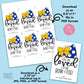 Editable - Gift Tags for Cheerleaders - Yellow Gold and Royal Blue Cheer Bow Megaphone - Printable Digital File