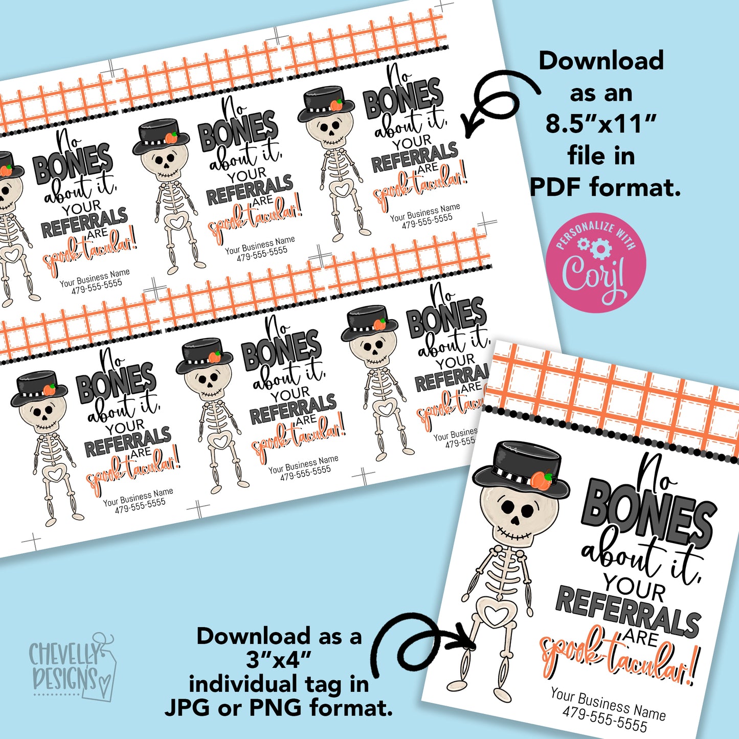 Editable - No Bones About It, Your Referrals are Spook-tacular - Business Gift Tags - Printable Digital File