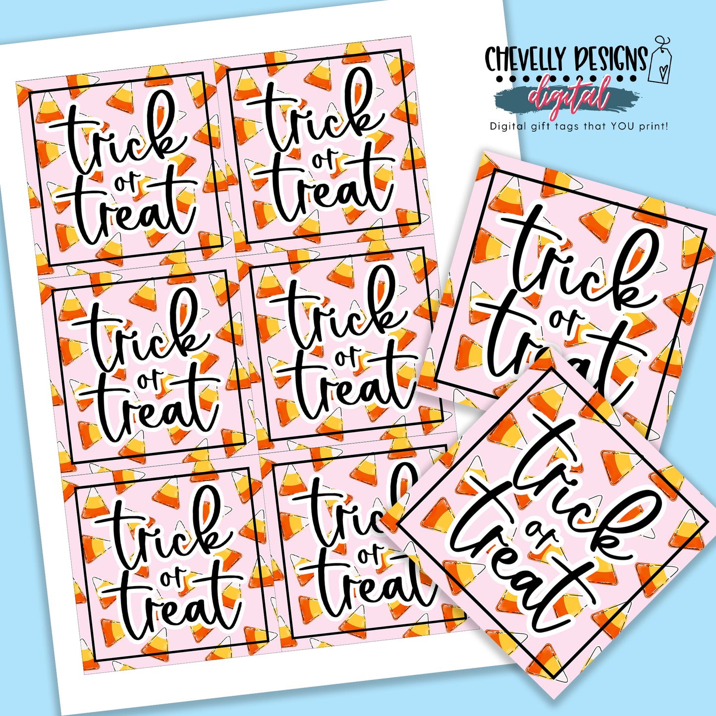 Trick or Treat - Candy Corn Gift Tags - Printable DIGITAL FILE