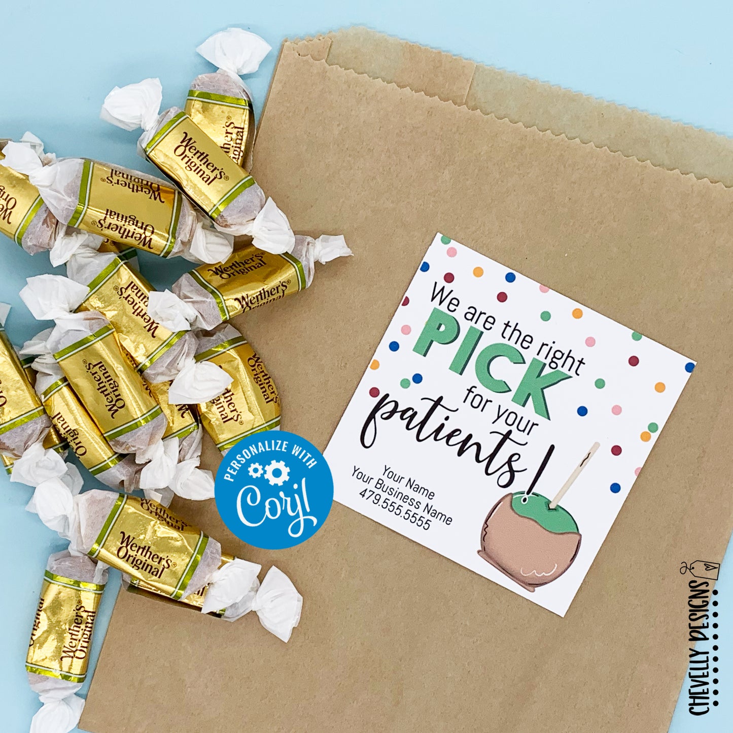 EDITABLE -  We Are The Right Pick For Your Patients - Caramel Apple Gift Tags - Business Referral Marketing - Printable Digital File