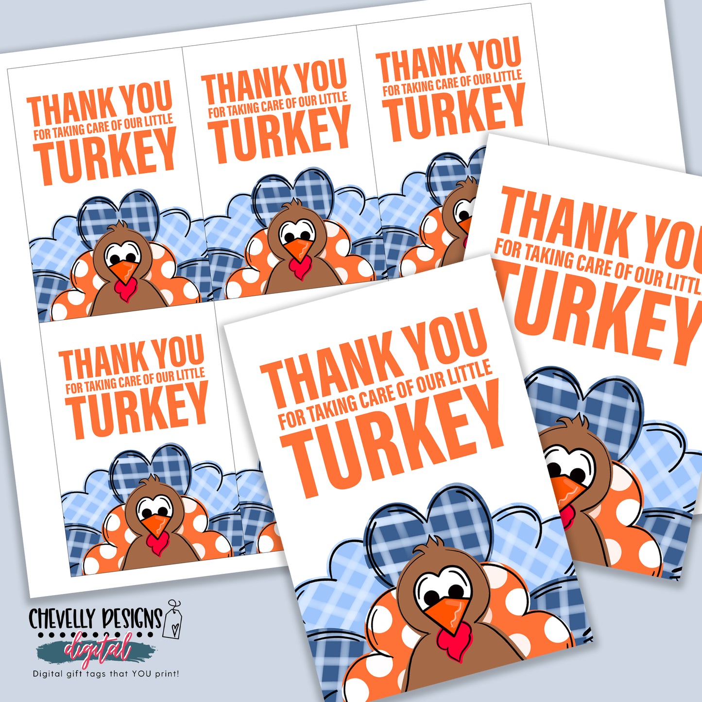 Thank You for Taking Care of our Turkey - Printable Gift Tags - DIGITAL FILE