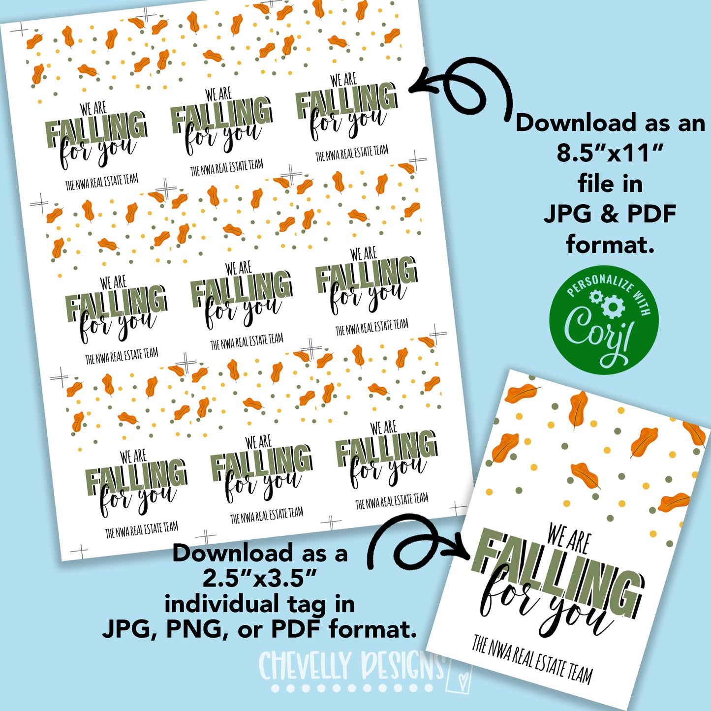 Editable - We are Falling For You - Gift Tags - Printable Digital File