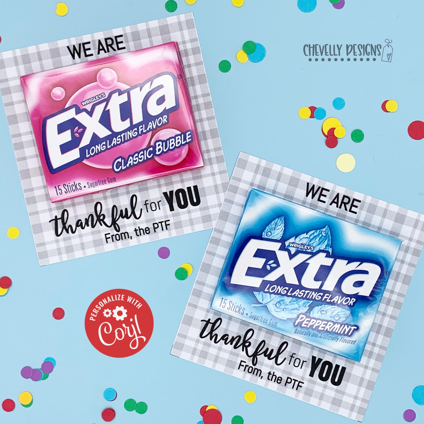 Editable - We are EXTRA Thankful for You - Gum Gift Tags - Printable Digital File