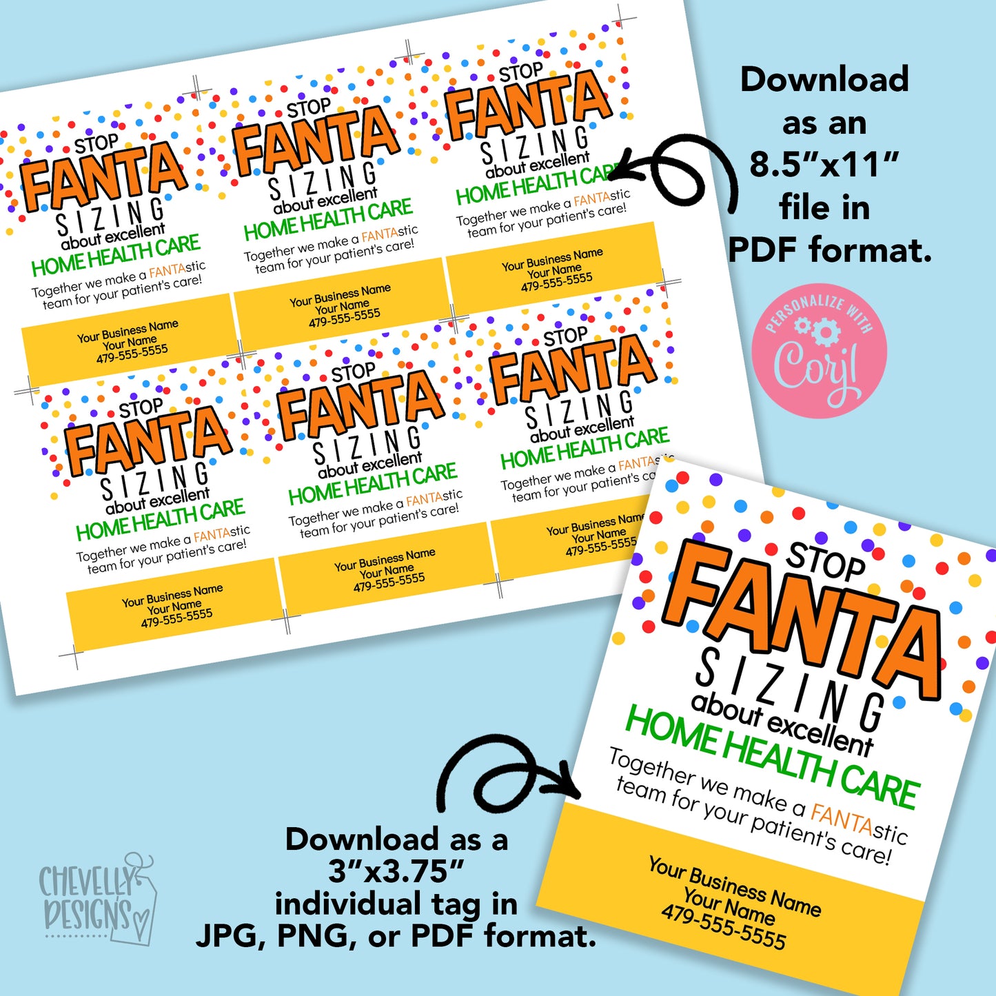 Editable - Fanta Home Health ReferralTags - Printable Digital File