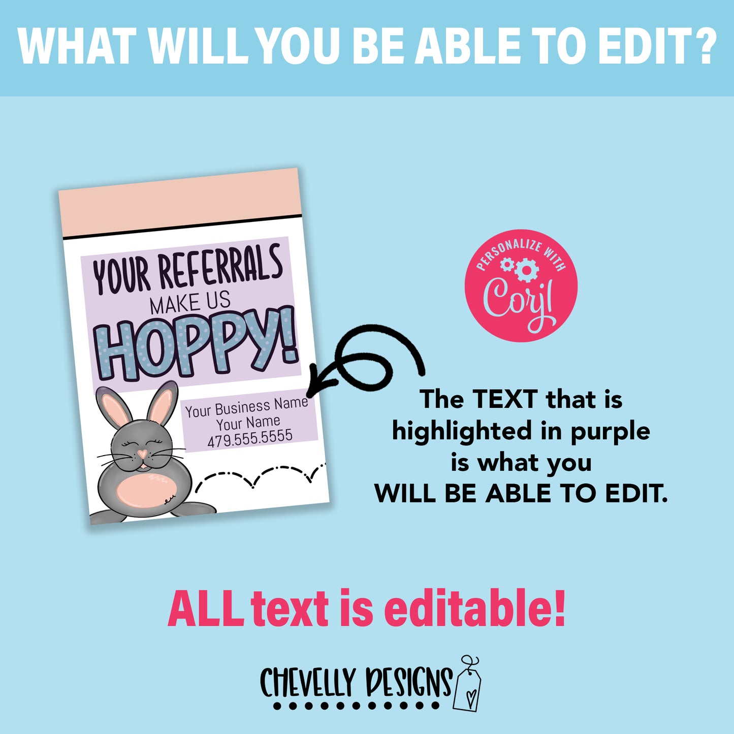 Editable - Hoppy for Your Referrals - Easter Bunny Referral Gift Tags - Printable Digital File