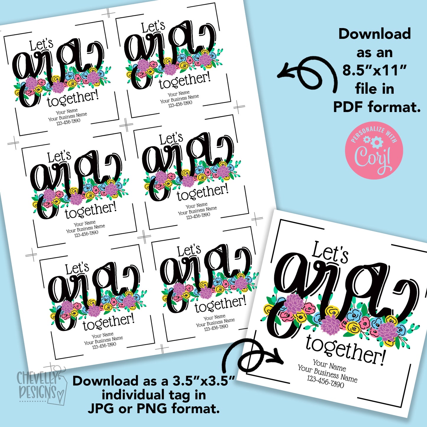 Editable - Let's Grow Together - Referral Gift Tags for Business Marketing - Printable - Digital File