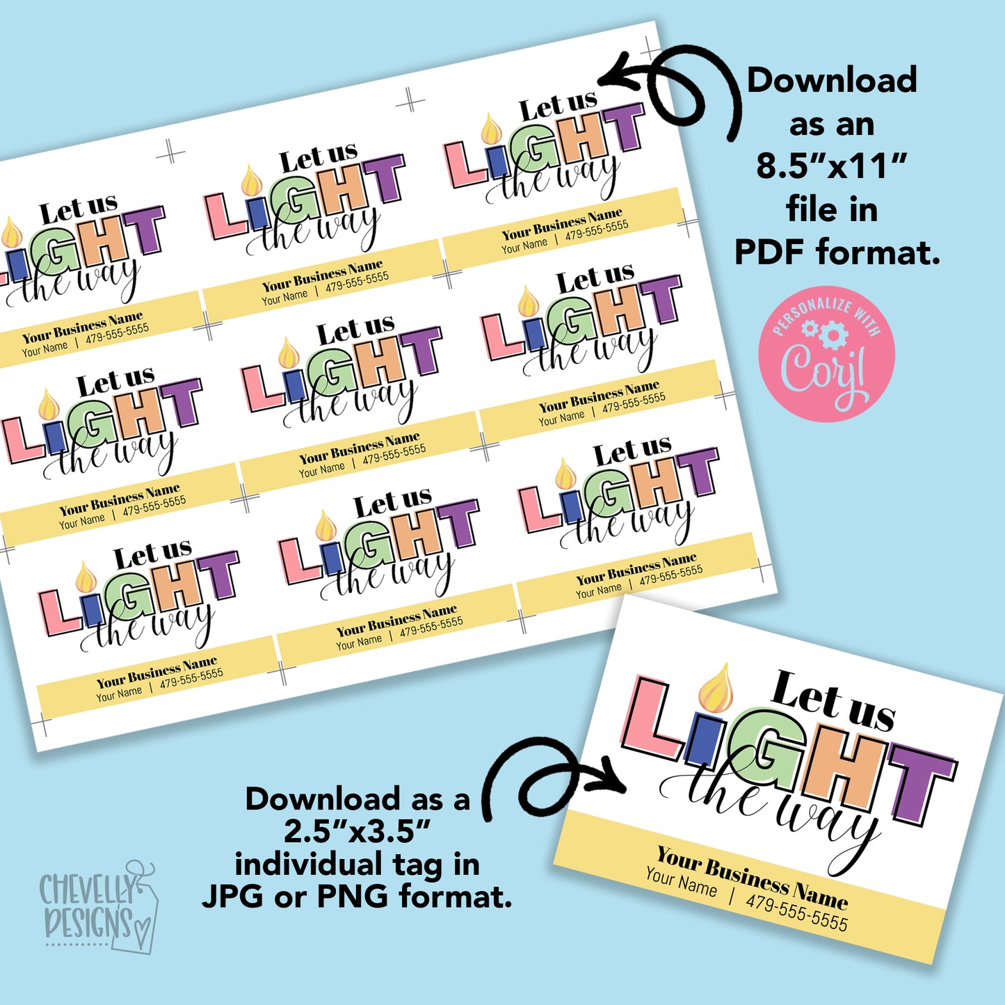 Editable - Let Us Light the Way - Referral Gift Tags for Business Marketing - Printable - Digital File