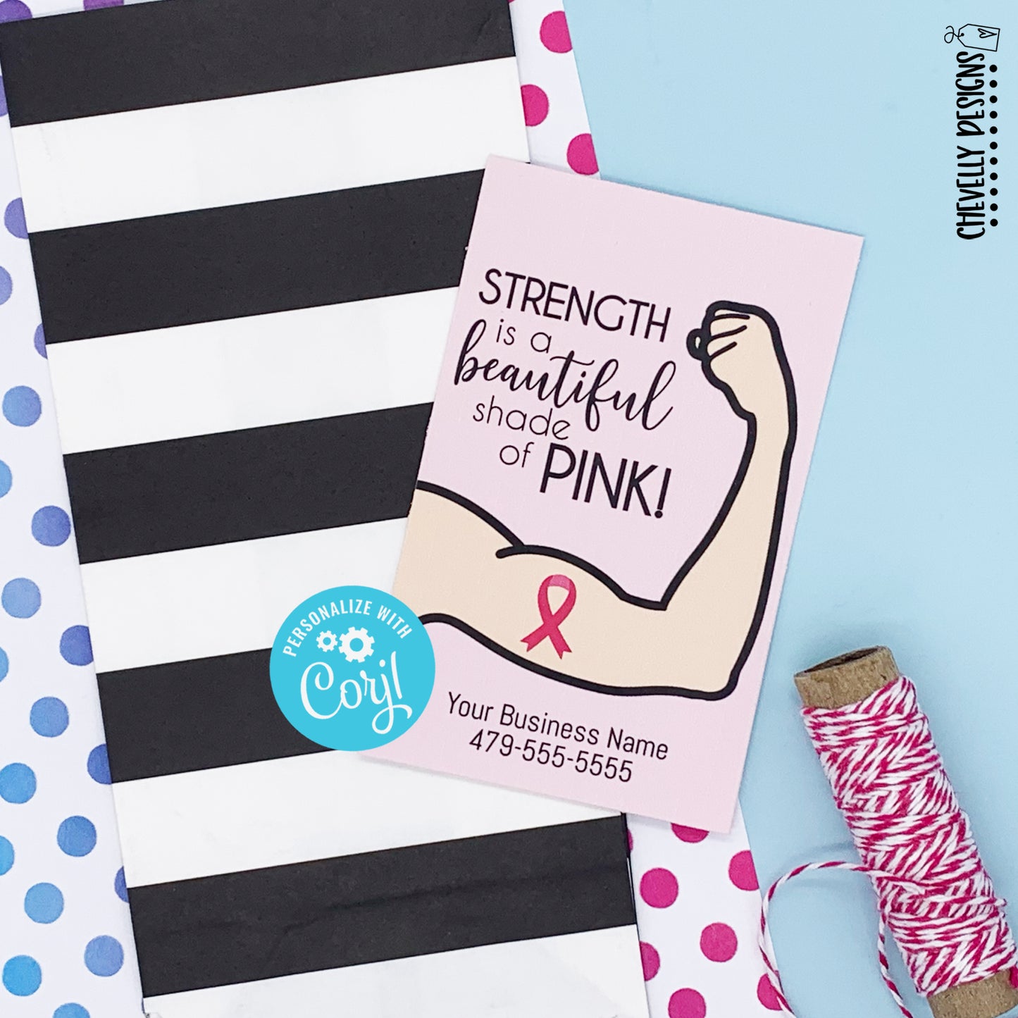 EDITABLE - Strength is a Beautiful Shade of Pink - Breast Cancer Awareness Gift Tags - Printable Digital File