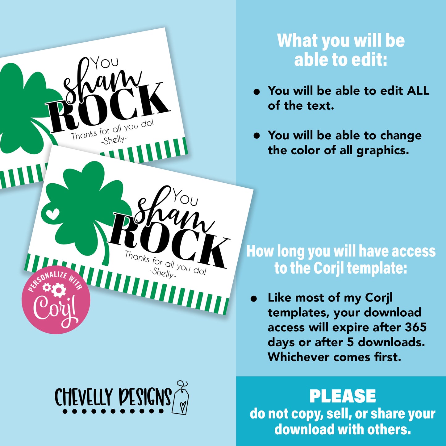 EDITABLE - You ShamROCK - Printable St Patrick's Day Appreciation Gift Tags - Digital File