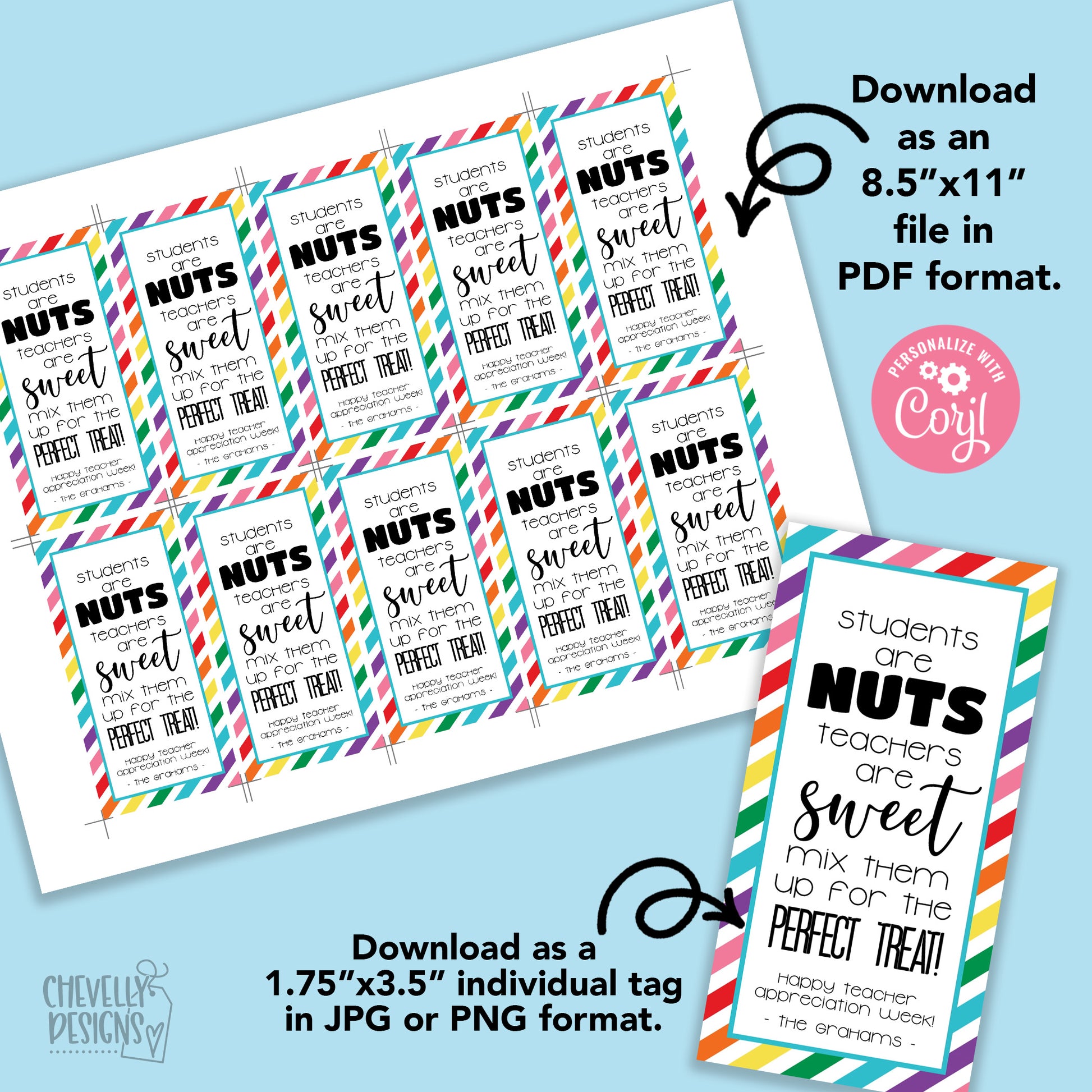We Are Totally Nuts About You Tags, Trail Mix, Snack Mix, Mixed Nuts Gift  Tags, Teacher Appreciation, Employee Appreciation, Thank You Tags