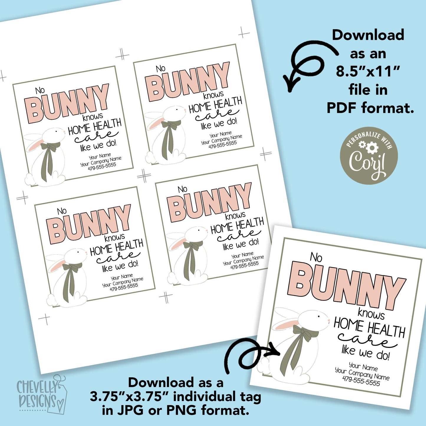 Editable - No Bunny Knows Home Health Like We Do - Easter Referrals Gift Tags - Printable  Digital File